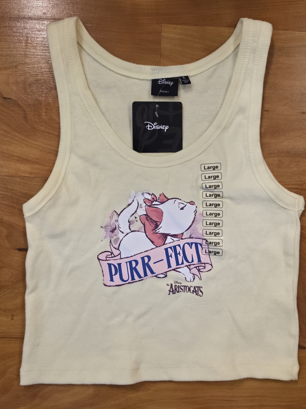 Disney Cream Tank Top with Pink & Blue Aristocats Graphic Sz L